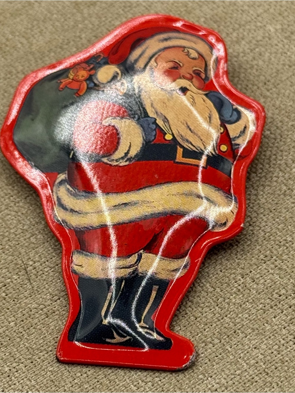 Vintage metal Red Santa Brooch Pin
